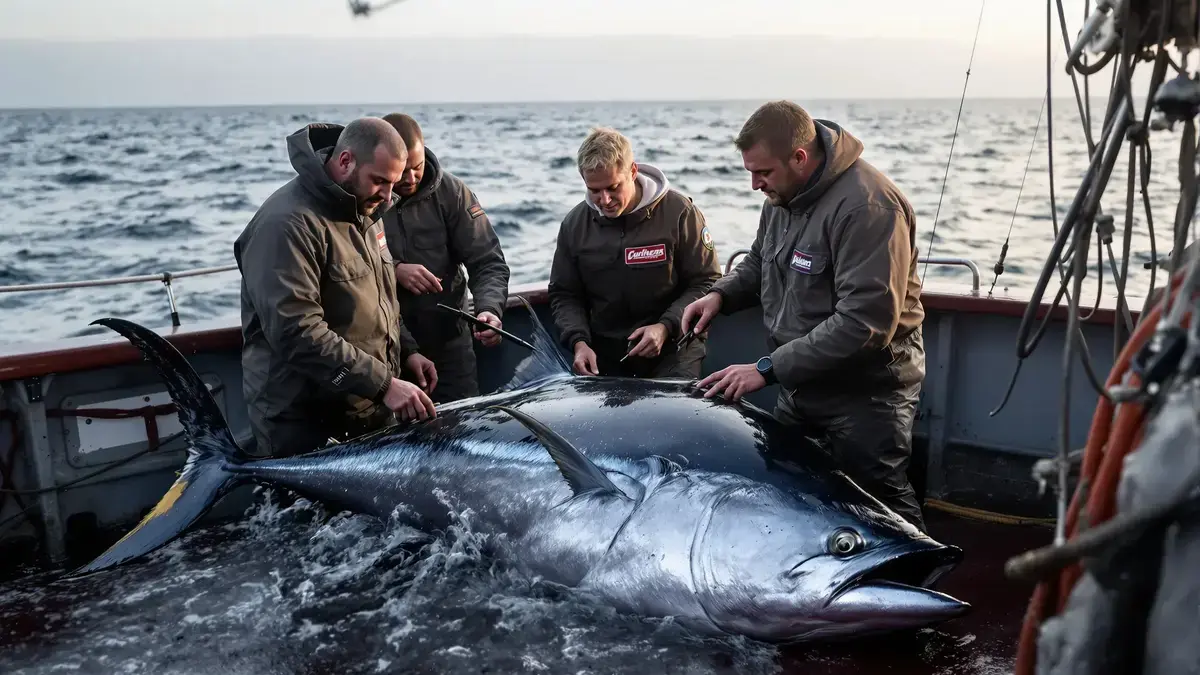 Fachleute sind sich einig: Die von Meeresbiologen gemessene Größe des riesigen Roten Thuns entspricht nicht der landläufigen Meinung, da dies die Daten verfälschen könnte