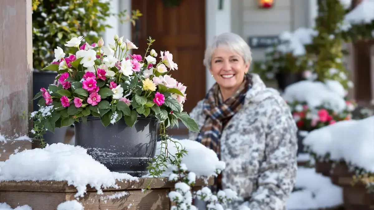 Diese winterblühende Pflanze hält minus 15 Grad aus und verwandelt einen tristen, oft unter Schnee vergessenen Eingangsbereich
